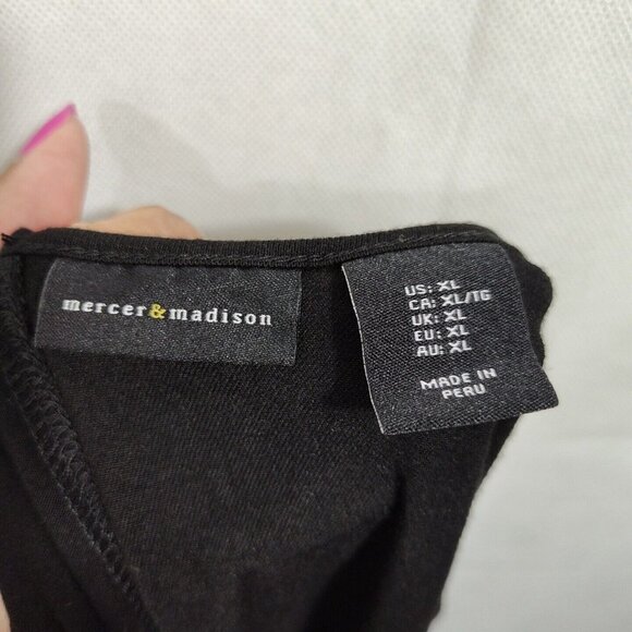 Mercer and Madison Black Pullover V-neck knit Top Women Size XL Short Sleeve - Picture 5 of 6